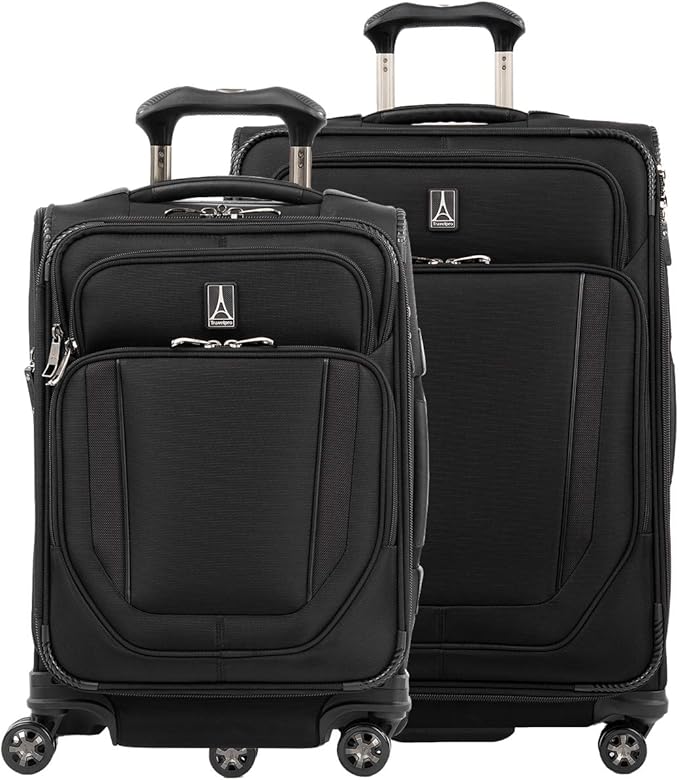 Travelpro Crew VersapackSoftside Expandable Spinner Wheel Luggage, Jet Black, 2Piece Set (20/