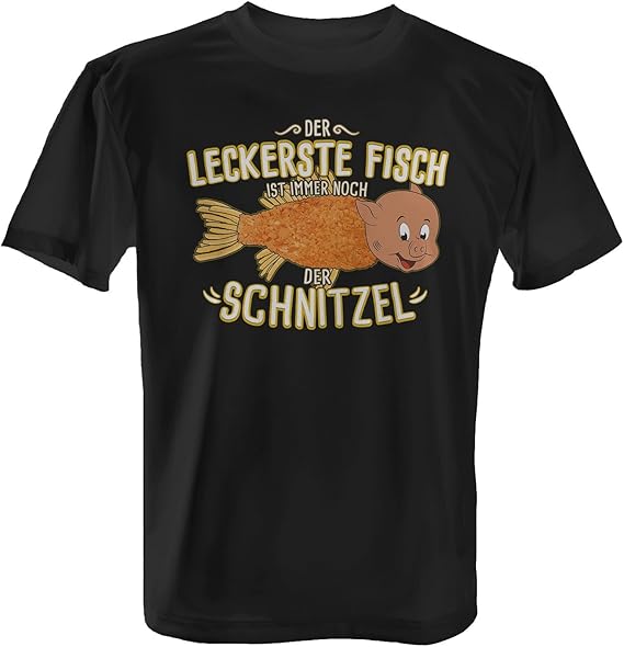 Fashionalarm Herren TShirt Schnitzelfisch Fun Shirt