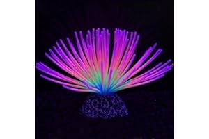 FUNOJOY Glowing Fish Tank Decorations Aquarium Coral Plants, Simulation Silicone Coral, Fluorescence Sea Anemone, Glow Coral Ornaments for Aquarium Fish Tank Decor Aquarium Accessories