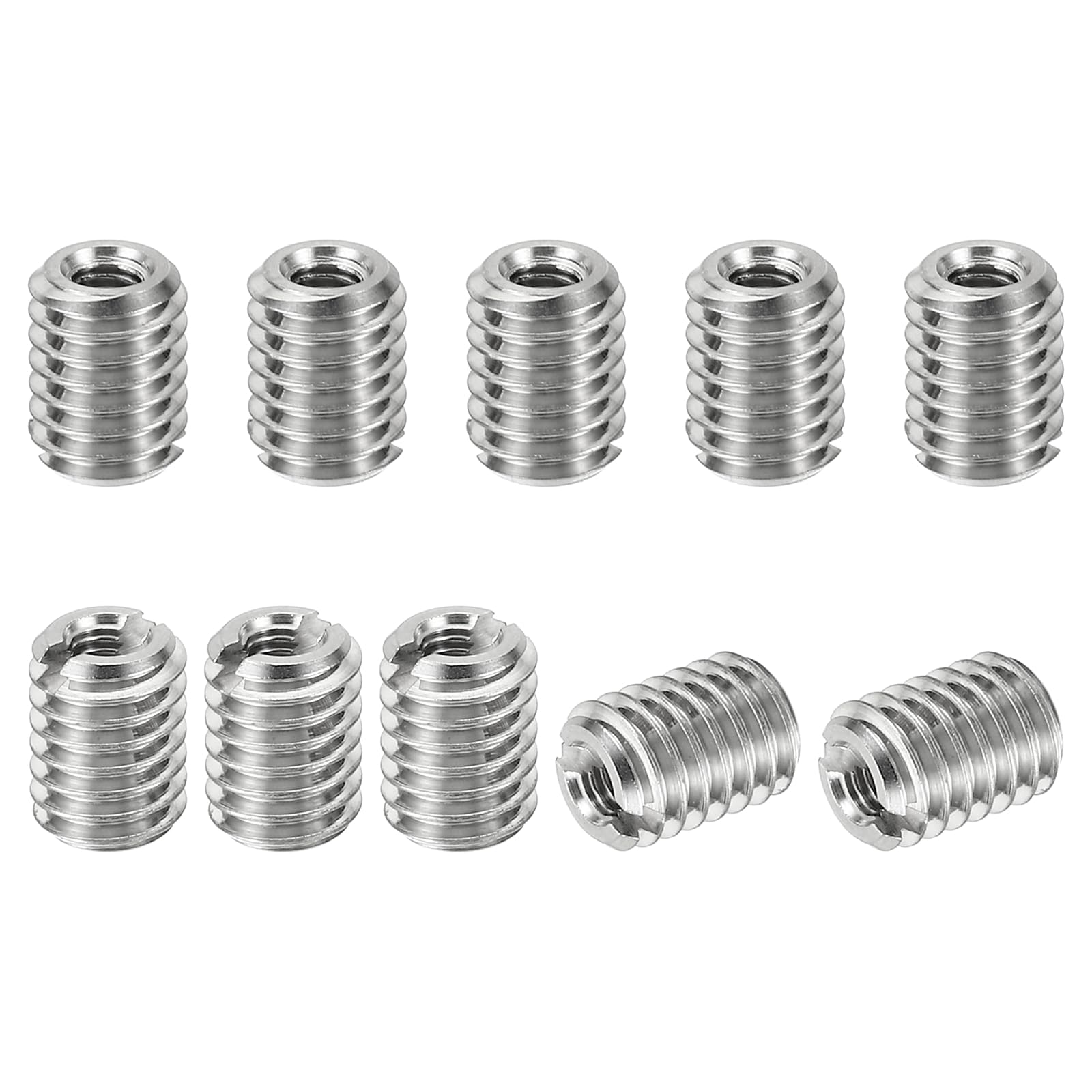PATIKIL Thread Adapters Sleeve Reducing Nut, 10 Pcs M6*1 Male to M3*0.5 Female Repairing Insert Nut Screw Reducer Conversion Stainless Steel Fastener 8mm