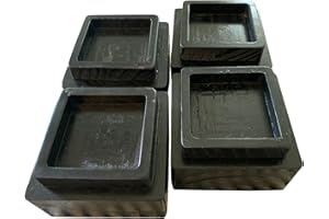 Prime Woodcraft Walnut Wood Risers - 2 Inch Height, 4 Risers, Black - Square Bed Risers for Storage and Cleaning - Heavy Duty Furniture Lifter for Table, Couch and Sofa Legs at Home and Office