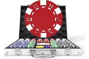 HEITOK Poker Set with Aluminum Case, 500pcs 11.5g Weighted Blank Chips Set Included 5 Dice, 2 Decks for Texas Hold'em, Blackjack & Gambling