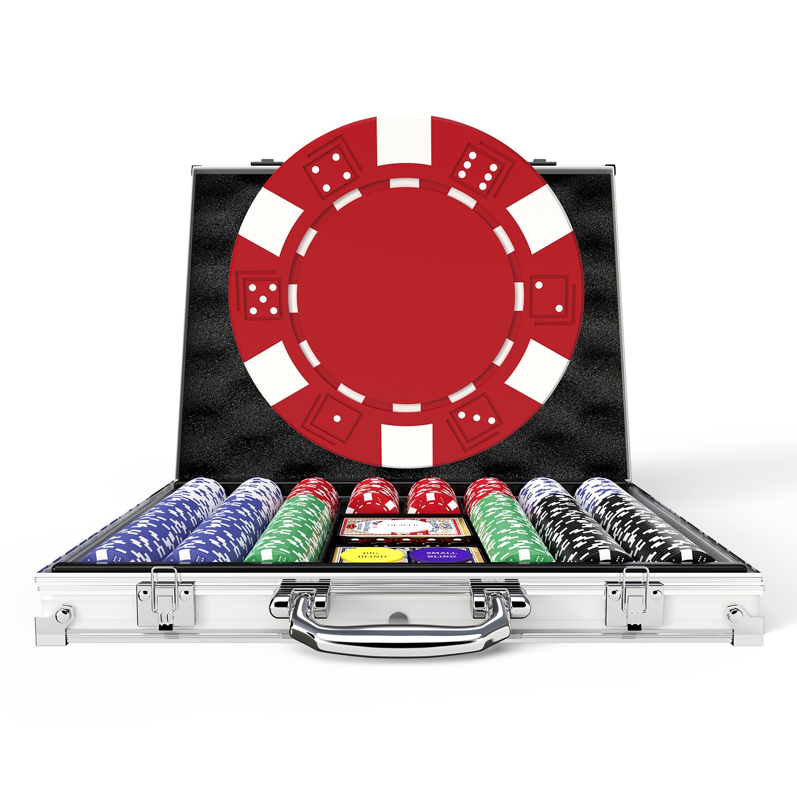 HEITOK 500 Piece Poker Chip Set - 11.5g Heavyweight Iron Core Composite Chips with Aluminum Case Cards Buttons for Texas Holdem Blackjack - Professional Casino Grade Gambling Game Night Kit for Adults — image 1