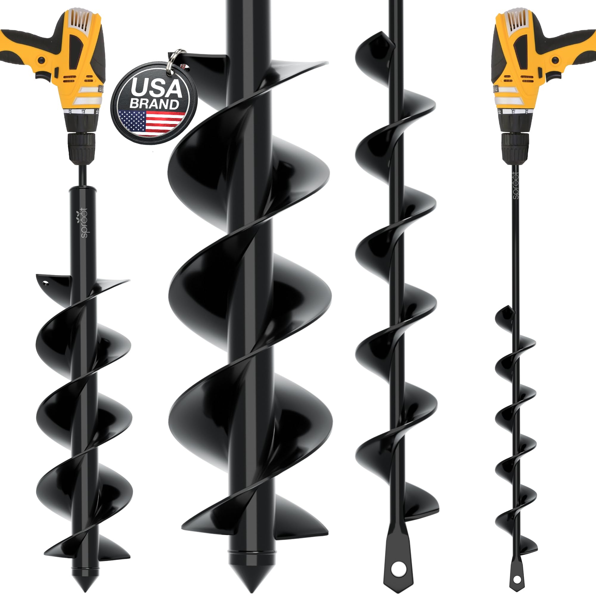 Photo 1 of ***SEE CLERK COMMENTS*** Sproot Garden Auger Drill Bit for Planting 2 Pack 1.6x16 & 3.5x16 Inch - Umbrellas and Fences Auger Post Hole Digger for Gardening and Spiral Bulb Planter Tool – 3/8 Inch Hex Drive Compatible