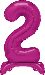 Unique Hot Pink Standing Number 2 Foil Balloon 30 Inches