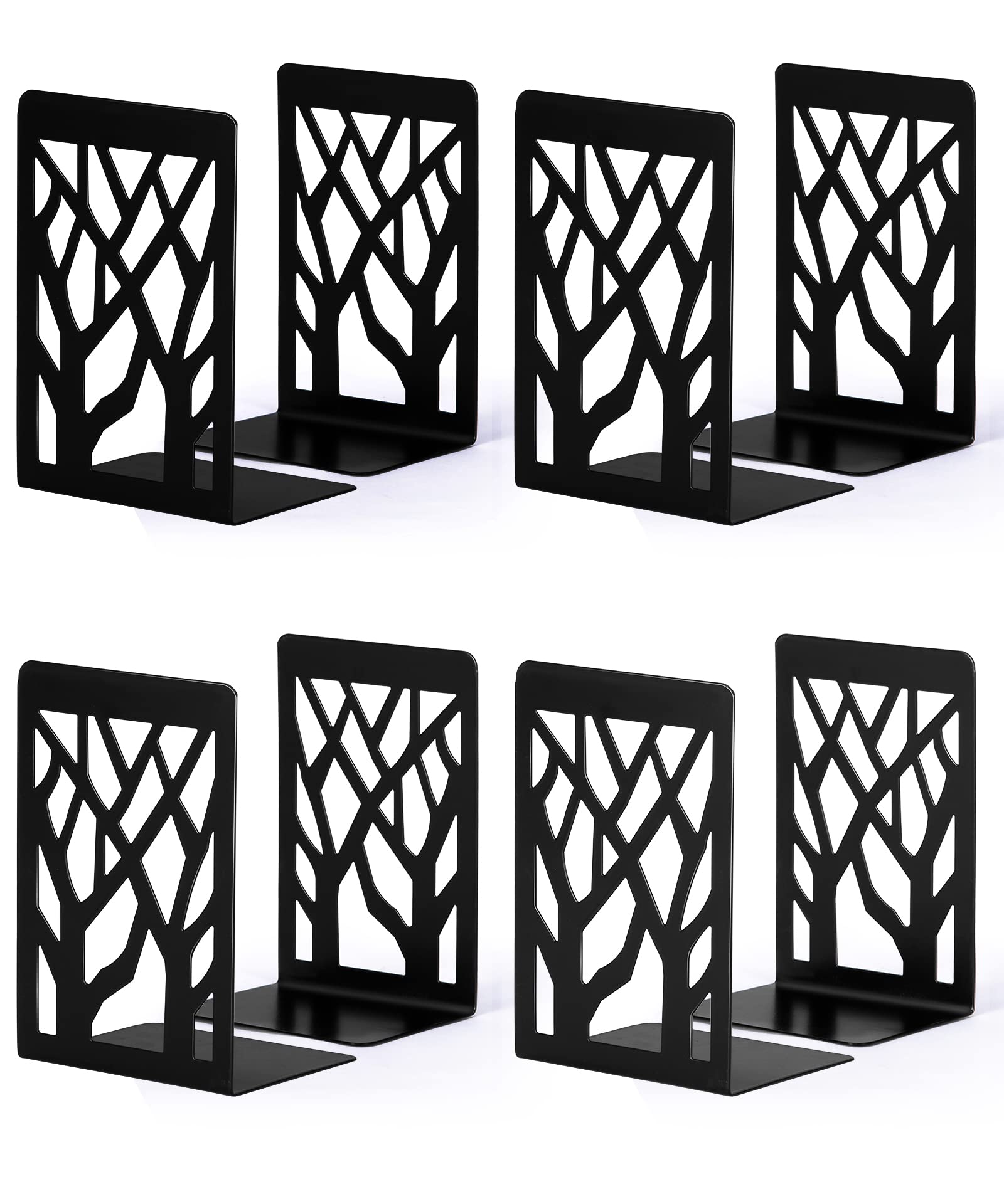 Bookends, Bookends, Book Holder CD Children's Metal, Book Holder for Shelf, Folder Holder DVD Invisible Bookshelf, Book Ends Book Stopper, Book Holder Book Holder (4 Pairs, Black)