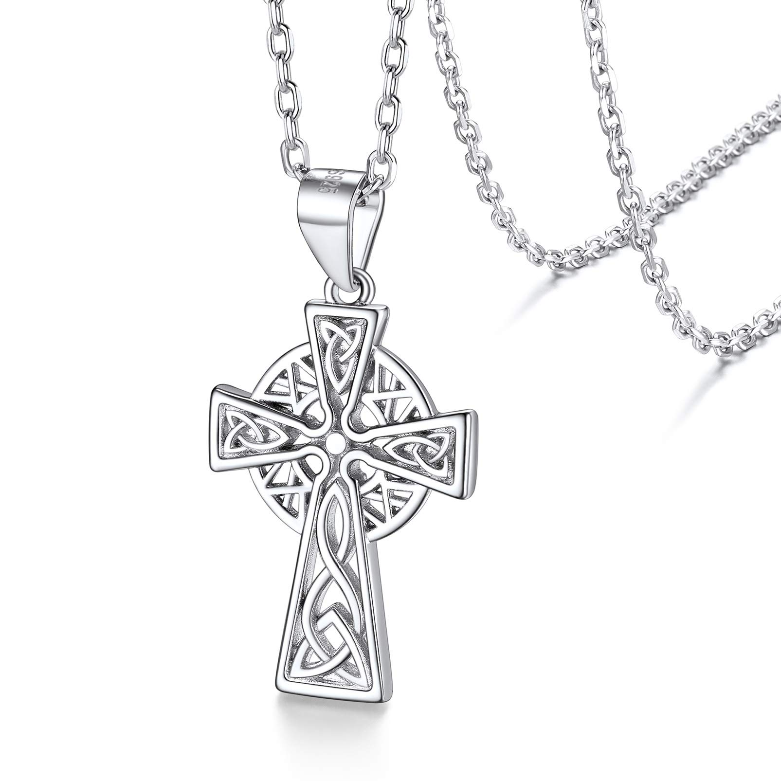Silver Necklace Women's Necklace Celtic Knot Necklace Ladies Jewellery Layered Necklace Irish Gifts for Women Pendant Necklace Sterling Silver Cross Necklace