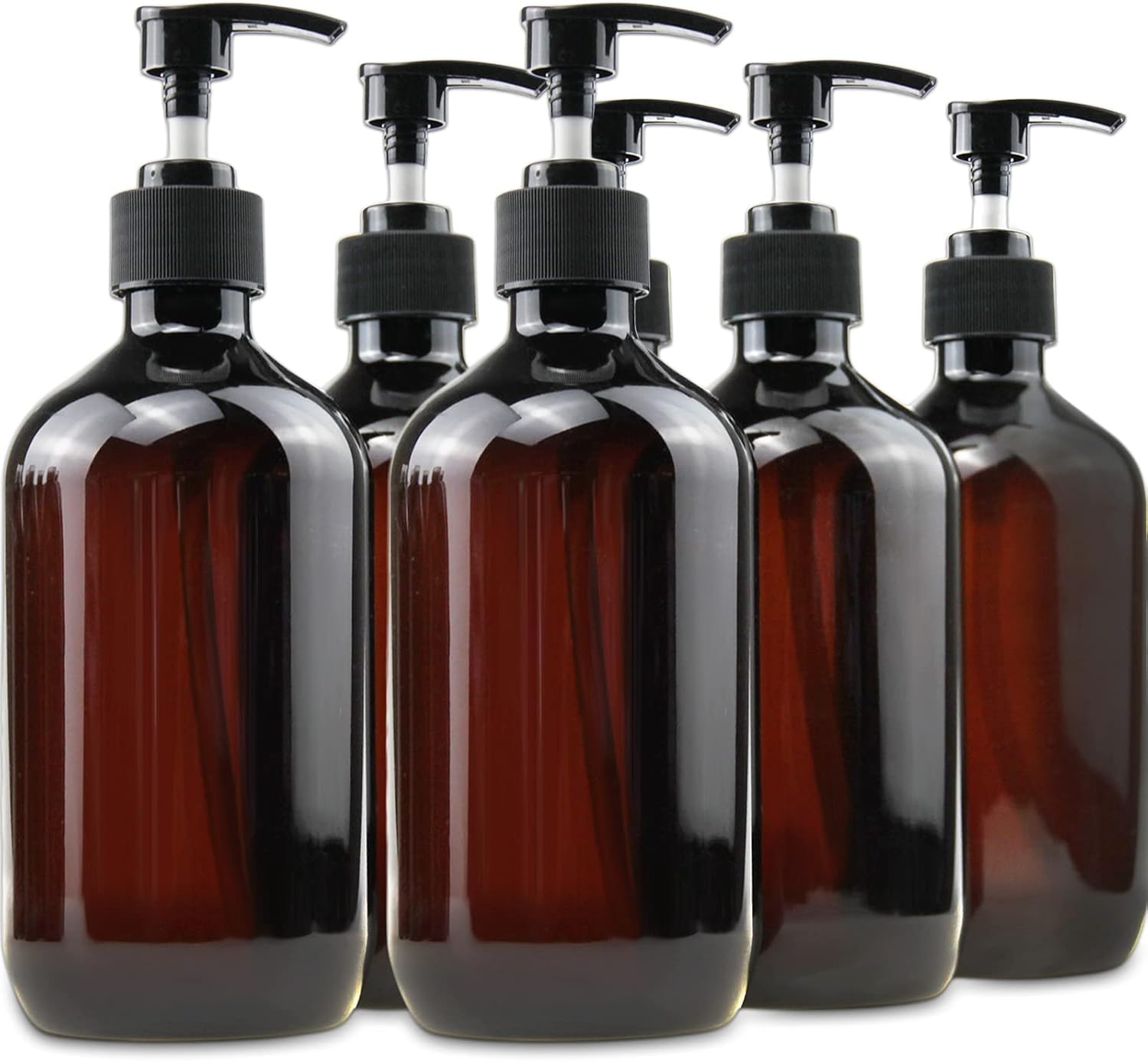 Photo 1 of Empty Plastic Bottles with Pump Dispenser and 6pcs Labels Included, Refillable Travel Containers for Hand sanitizer Shampoo Lotion, etc - No BPA/Paraben, 500ml/16.9oz (6 Pack)