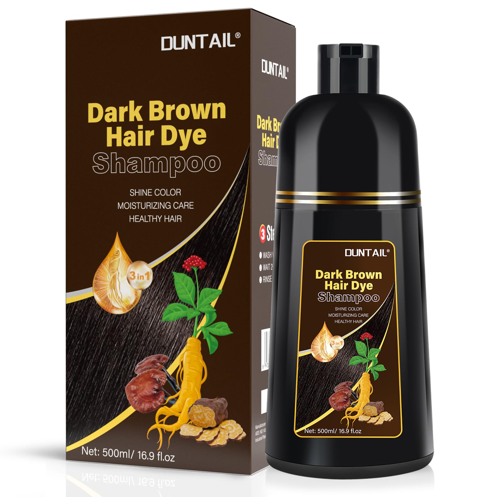 Bablabear Instant Gray Hair Color Shampoo 500ML - 3 in 1 Men's & Women's Long-Lasting, Safe Hair Dye