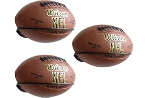 Wallniture Sporta Ball Storage Rack Wall Mount Set of 3, Football Stand for Boys Room Decor and Man Cave Decor, Black Ball Holder for Sports Memorabilia, Steel