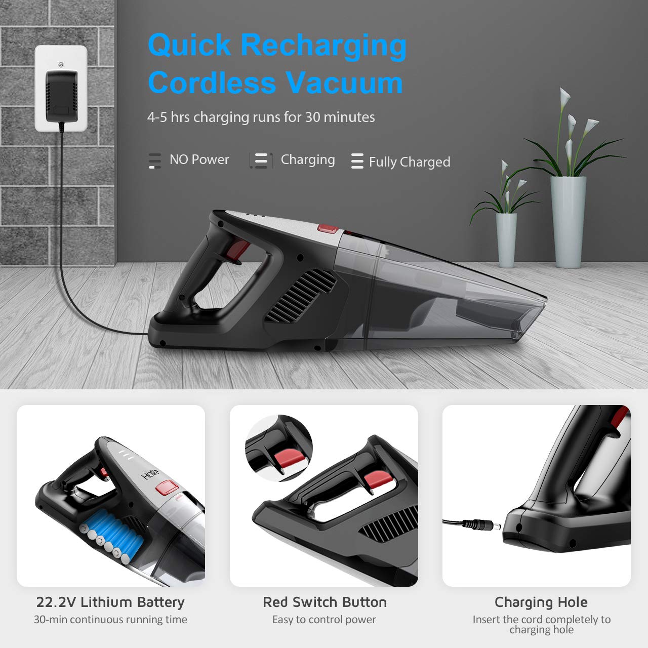 Vacuums HoLife Handheld Vacuum 8KPA Cordless Hand Vacuum Cleaner