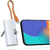 ONES Portable Power Bank, Upgraded 5000mAh Fast Charging with LED Display, Mini Battery Pack Backup Small Charger for iPhone 16/15/14/13/12/11/XS Samsung S23 etc, Lighting Plug & USB C Cable, White