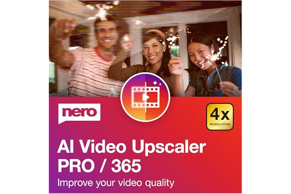 Nero AI Video Upscaler Pro 365 | Improve Video Quality | AI 4× Super Resolution | Noise Reduction & Anti-Blur | Multiple AI Models | Frame Enhancement | High-Resolution Upscaling | 1 PC | Win 11/10
