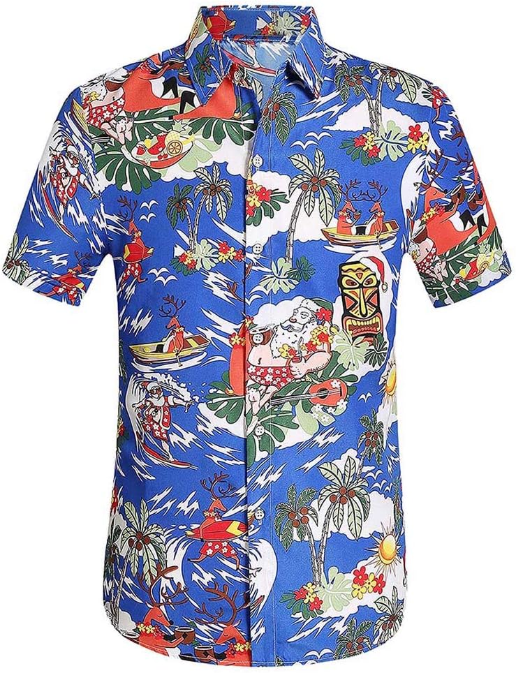 iYmitz Men's Flowers Casual Hawaiian Shirt Short Sleeve