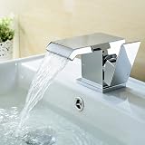 Funime Waterfall Basin Tap Chrome Brass Square Mixer Sink Faucet UK Fittings view 2