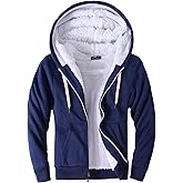 Little Beauty Fleece Hoodies for Men Winter Thick Jackets Sherpa Lined Zip Up Sweatshirt With Kanga Pocket