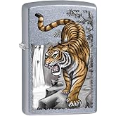Zippo Lighter: Tiger on Ledge - Street Chrome 80705