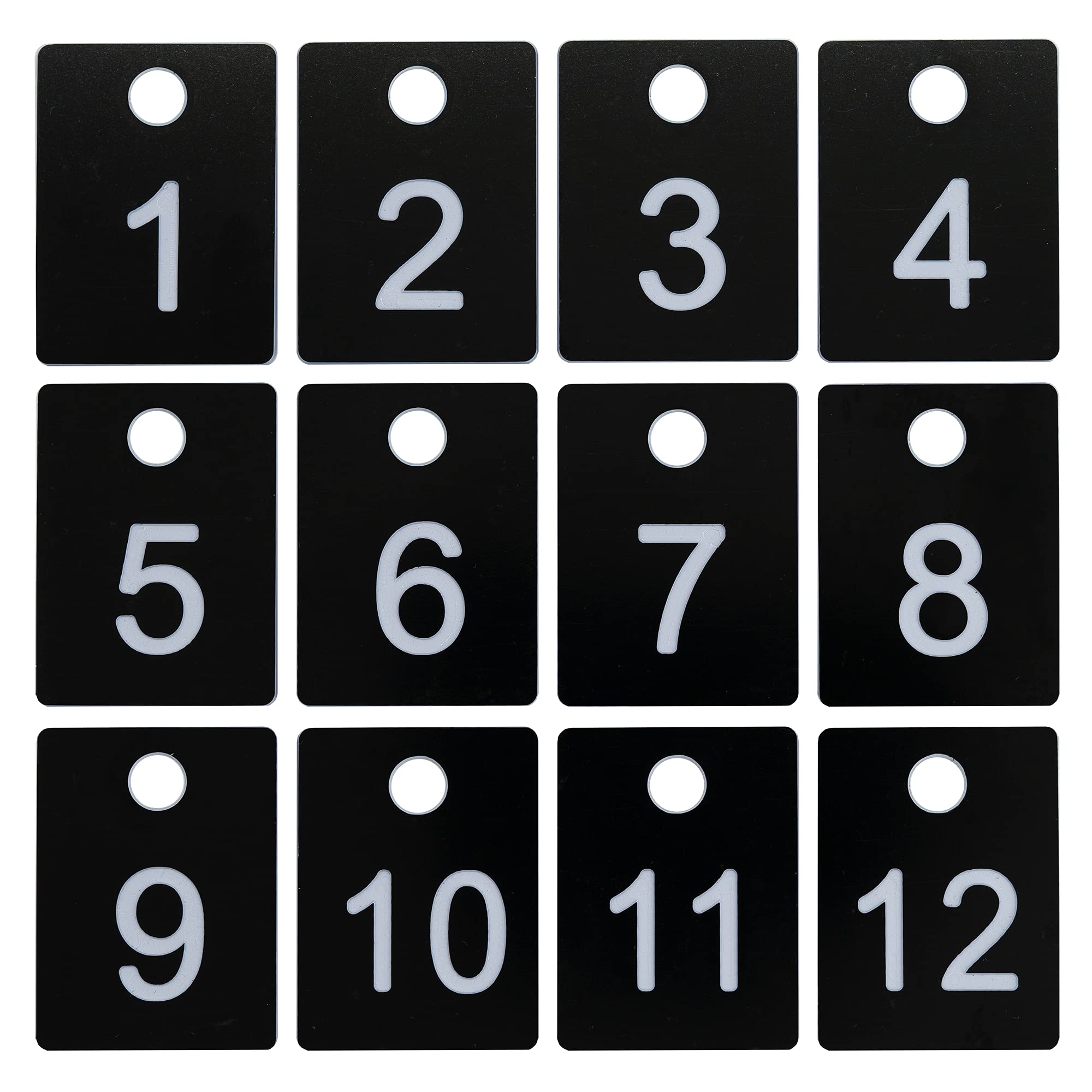 ABS Plastic Numbered Tags Rectangle Key Tags ID Tags Number Disc with Hole (1-50, Black)