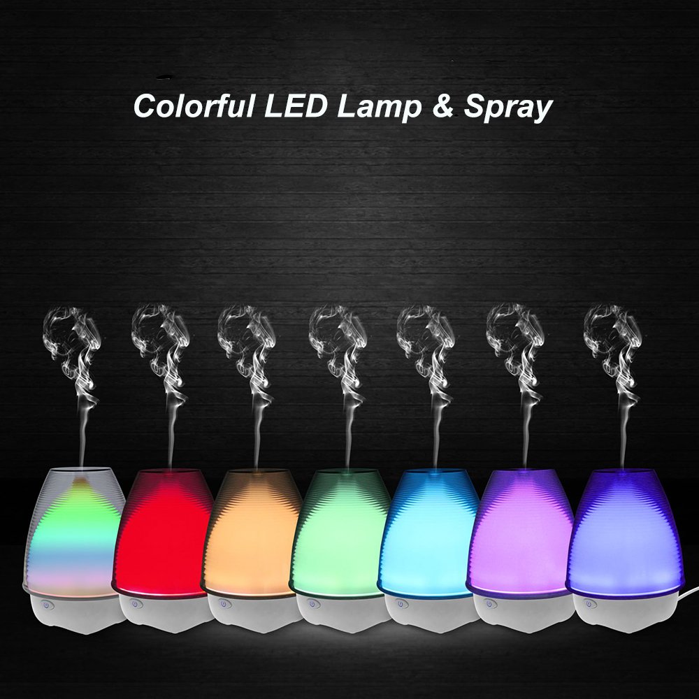 Ultrasonic Aroma Diffuser with 7 Color Changing LED Lights for Office and Bedroom,Aromatherapy Essential Oil Ultrasonic Cool Air Purifier with Waterless Auto Shut-off and 3 Mist Settings