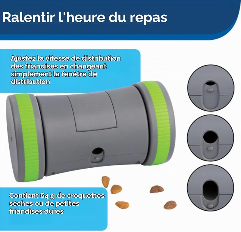 Kibble Chase Jouet Distributeur de friandises pour Chiens, Jouet interactif Robuste, Fonctionne avec 3 Piles AA