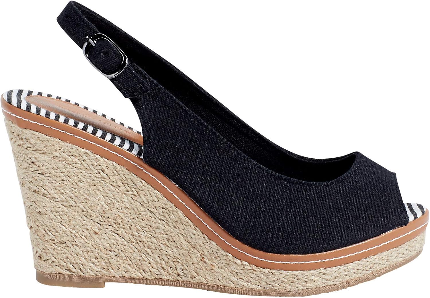 black sling back wedge