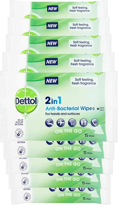 Dettol Antibacterial Hand Wipes Fresh Scent 135 Wipes 15 x 9 pack