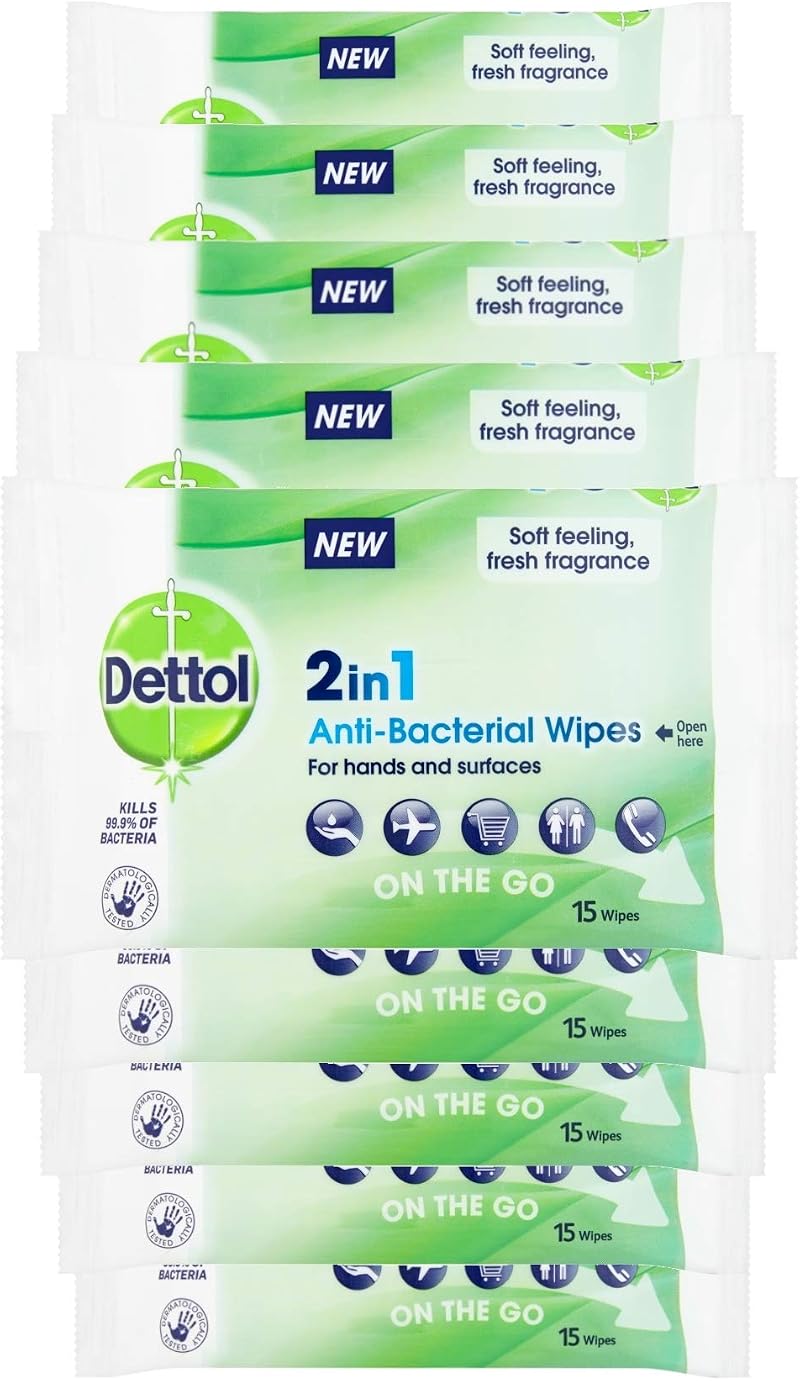 Dettol Antibacterial Hand Wipes Fresh Scent 135 Wipes 15 x 9 pack