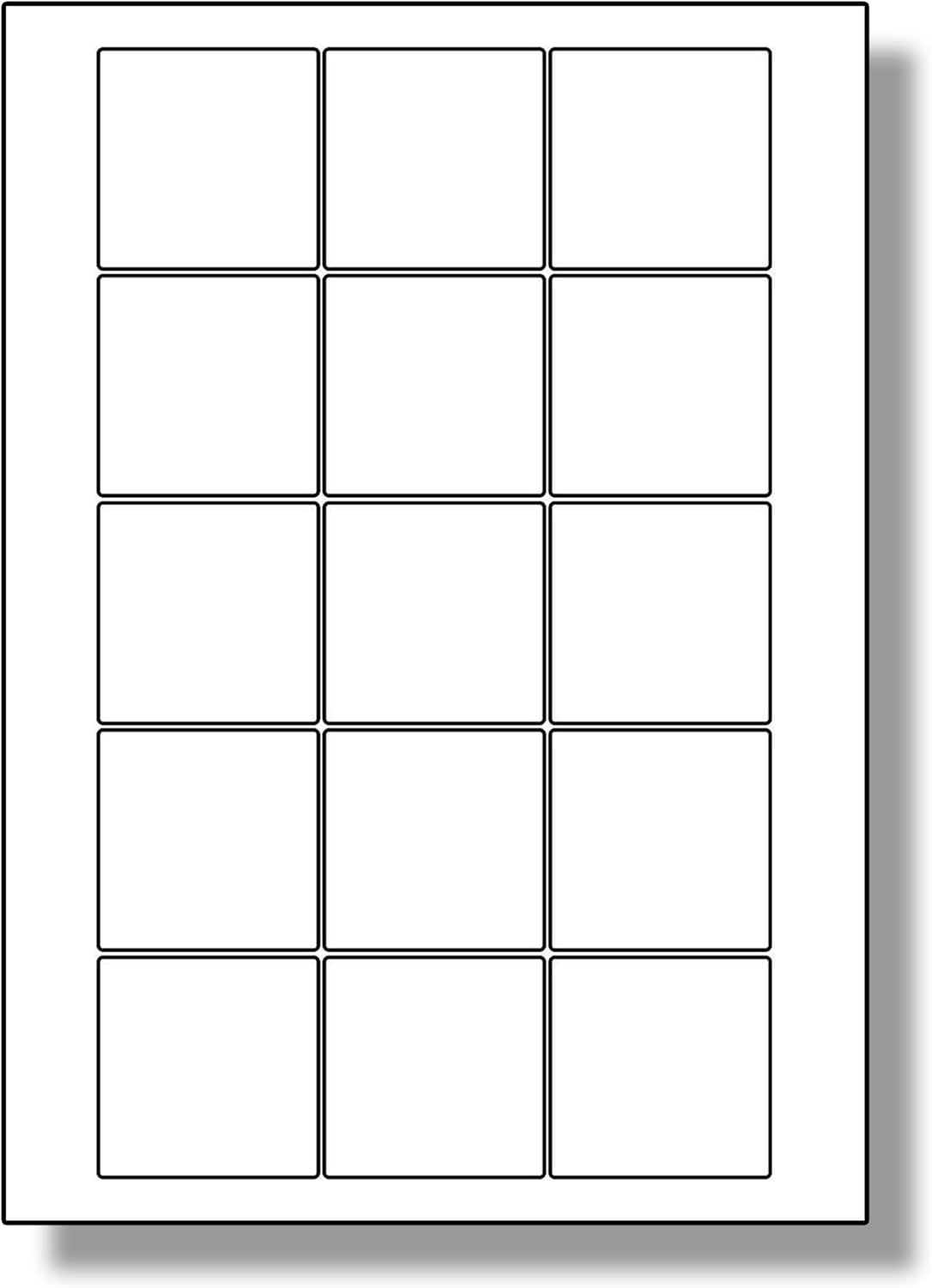 Label Planet® 15 Per Page/Sheet, 5 Sheets (75 Sticky Square Labels), White Blank Matt Plain A4 Stickers