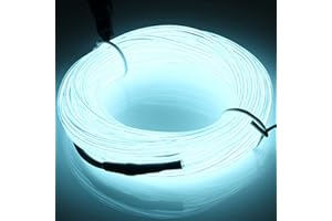 JIGUOOR EL Wire Battery Pack 9.8ft / 3m Bright Neon Light Strip 360° Illumination Neon Tube Rope Lights for DIY, Festival, Party Decoration, Pub, Halloween, Chrismas (9.8ft / 3m, White)