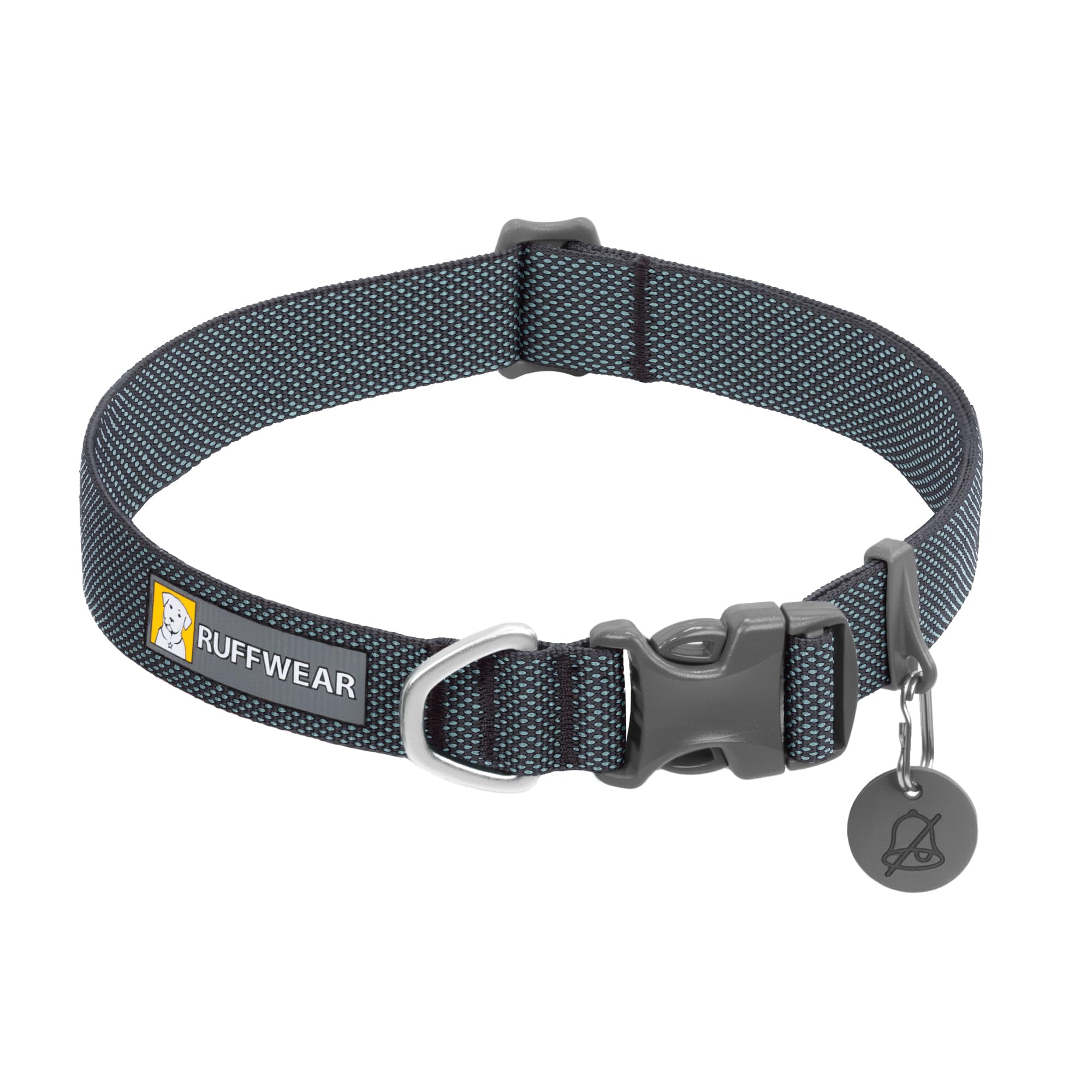 RUFFWEAR Hi & Light Collar, Medium Dog Collar with Aluminium D-Ring, Adjustable & Lightweight Pet Dog Collar, Comfortable Soft Fabric, Animal Collar with Dog Lead Attachment Ring, 36-51cm, Basalt Grey
