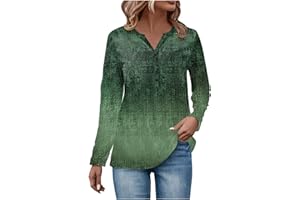 GOFULY Tee Shirts Womens Fall Ethnic Floral Baggy Bohemian Tops Long Sleeve Henley Neck V Neck Button Down Shirts Sweatshirt