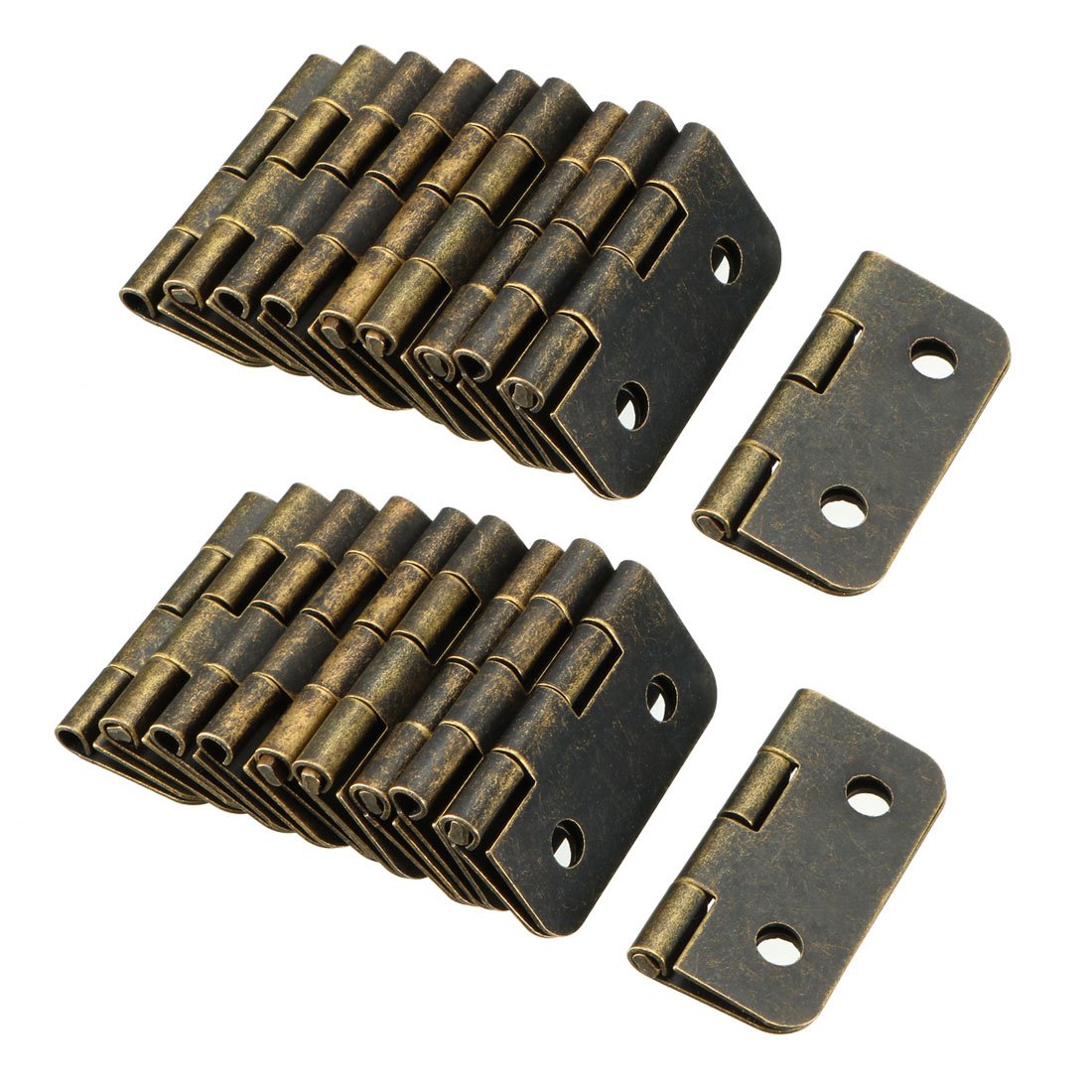 sourcing map 1.18" Bronze Tone Hinges Vintage Mini Hinge with Screws 20pcs
