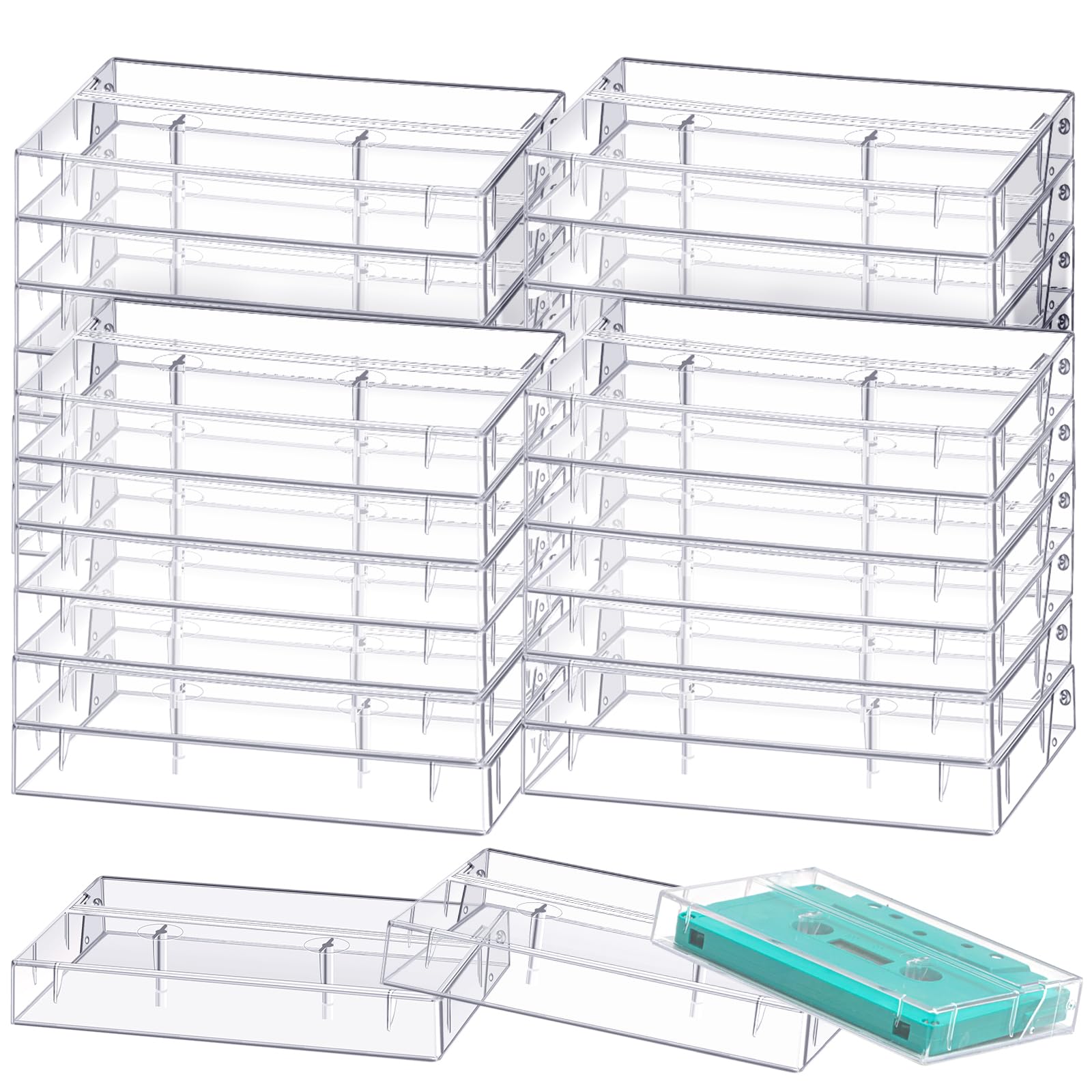 Photo 1 of Wenqik 30 Pcs Audio Cassette Storage Cases Plastic Cassette Tape Cases Blank Voice Recording Cassette Tape Holder