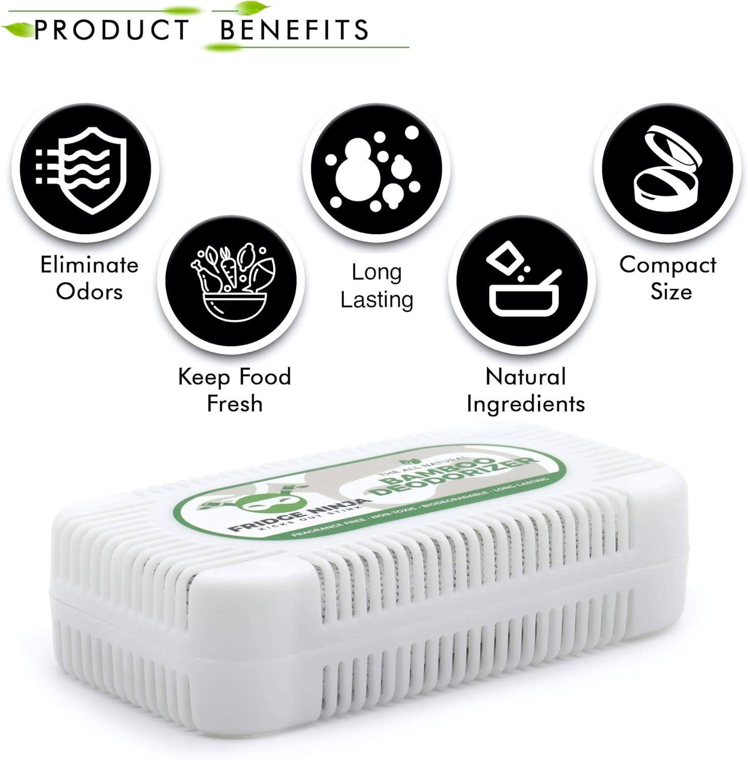 Refrigerator Deodorizer - Natural Bamboo Activated Charcoal Fridge Deodorizer - More Effective Than Baking Soda - Refrigerator Odor Eliminator for Fridges, Freezers, Coolers & Lunch Boxes - 2 Pack: Kitchen & Dining