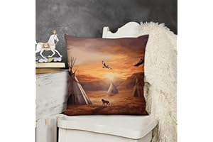 FekiLoot Native American Tribes Throw Pillow Covers 16 "x16 Plush Soft Decorative Farmhouse Square Accent Pillow Cases Spring