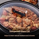 Tower 3.5 Litre Slow Cooker Rose Gold T16018RGG 210W Tempered Glass Lid view 3