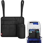 Airplane Seat Back Organizer & Storage, Airplane Tray Table Cover for Personal Items, Airline Seat Hanging Pockets Media Pouch,Reusable Travel Essentials, Fits Tablets, Cell Phone,Water Bottle (Black)