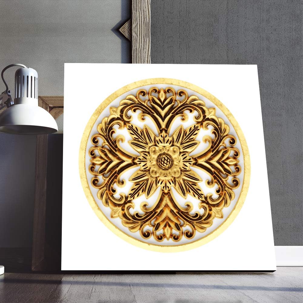 IDEA4WALL Canvas Wall Art Gold Abstract Painting Artwork for Home Prints Framed - 24x24 inches