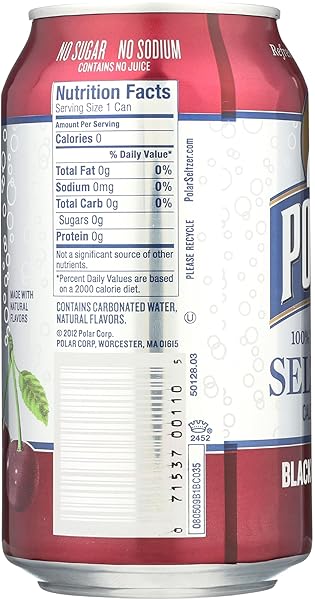 POLAR SELTZER WATER, BLACK CHERRY, 12 FL OZ