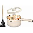 Dezin Electric Cooker, 2L Non-Stick Sauté Pan, Rapid Noodles Cooker, Mini Pot for Steak, Egg, Fried Rice, Ramen, Oatmeal, Soup with Power Adjustment, College Dorm Room Essential