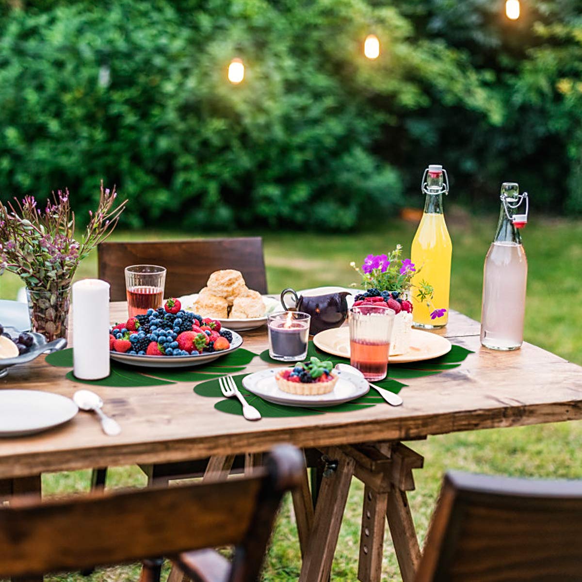 Tropical Palm Tree Leaf Decor - 50PCS Tropical Large Palm Tree Leaves Decorations, Artificial Faux Tree Palm Leaf for Home Hawaiian Luau Safari Jungle Beach Party Decor (Include 60pcs Dots Tapes)