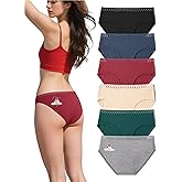 Haiwin Women's Cotton Underwear Hipster Panties 6 Pack – Low Rise Bikini Briefs
