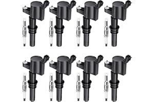 MOTOREVO FD508 Ignition Coils Pack + SP546 Iridium Spark Plugs 5.4L Compatible with Ford F150 F250 F350 Expedition, for Mark LT Navigator 2004 2005 2006 2007 2008(For Black coil boots), Replaces DG511, 8PCS