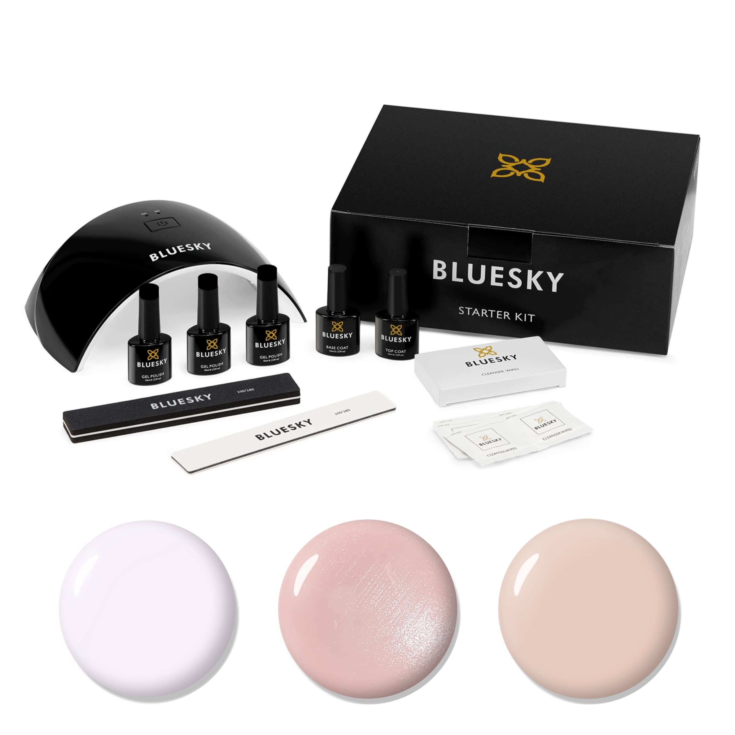 Bluesky Gel Nail Polish Starter Kit - Natural, Gel Nail Kit with 24W UV LED Lamp Nail Dryer, 3 x 10ml Gel Nail Polishes, Cleanser Wipes, Top and Base Coat, Nail File and Buffer — image 1