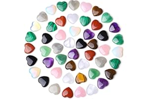 DUQGUHO 50 Pcs Heart Crystals and Healing Stones Love Heart Shaped Set Palm Pocket Crystal Bulk Chakra Stone Wholesale Valentines Day Boyfriend Gift for Him