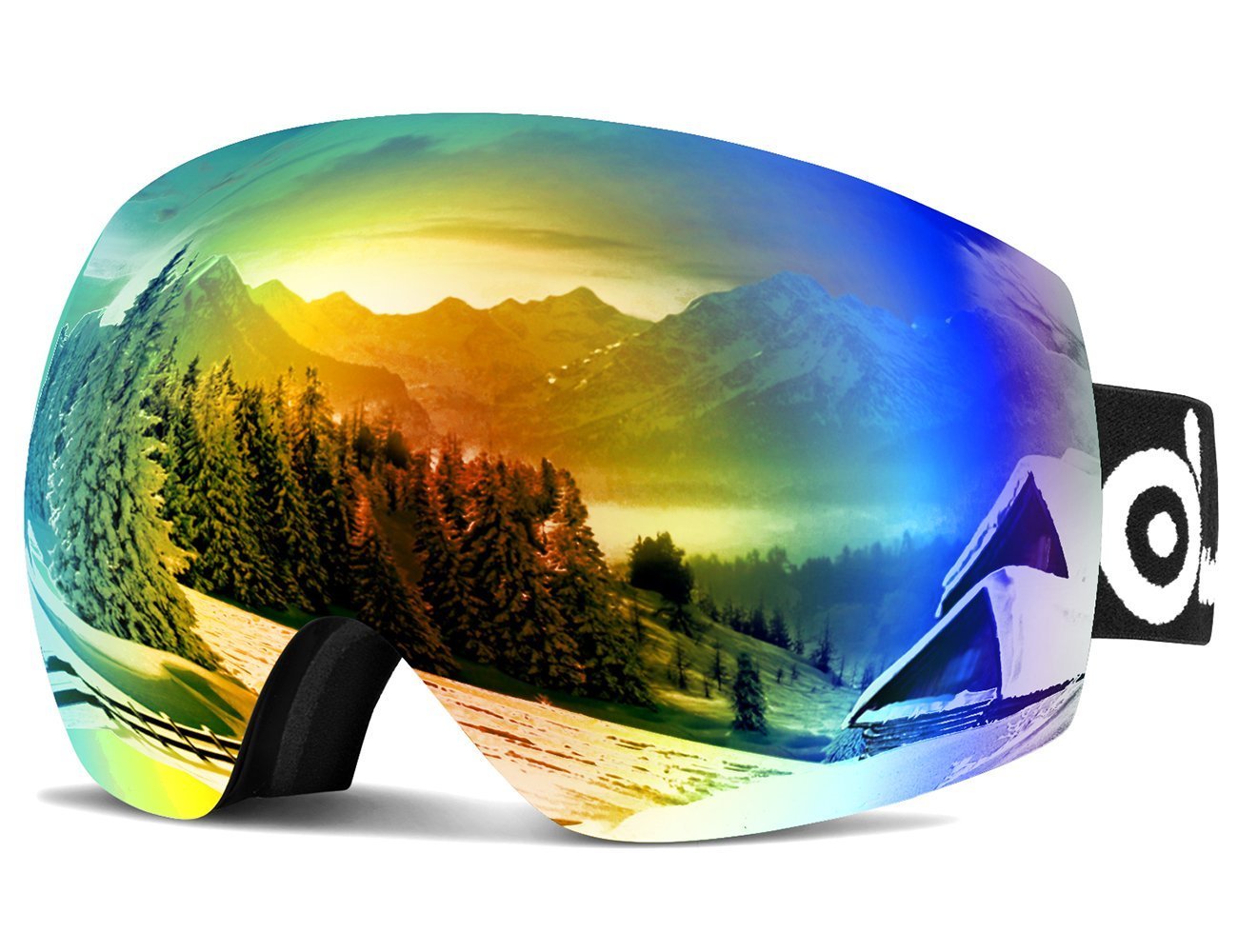 Odoland Large Spherical Frameless Ski Goggles for Men and Women, S2 OTG Double Lens