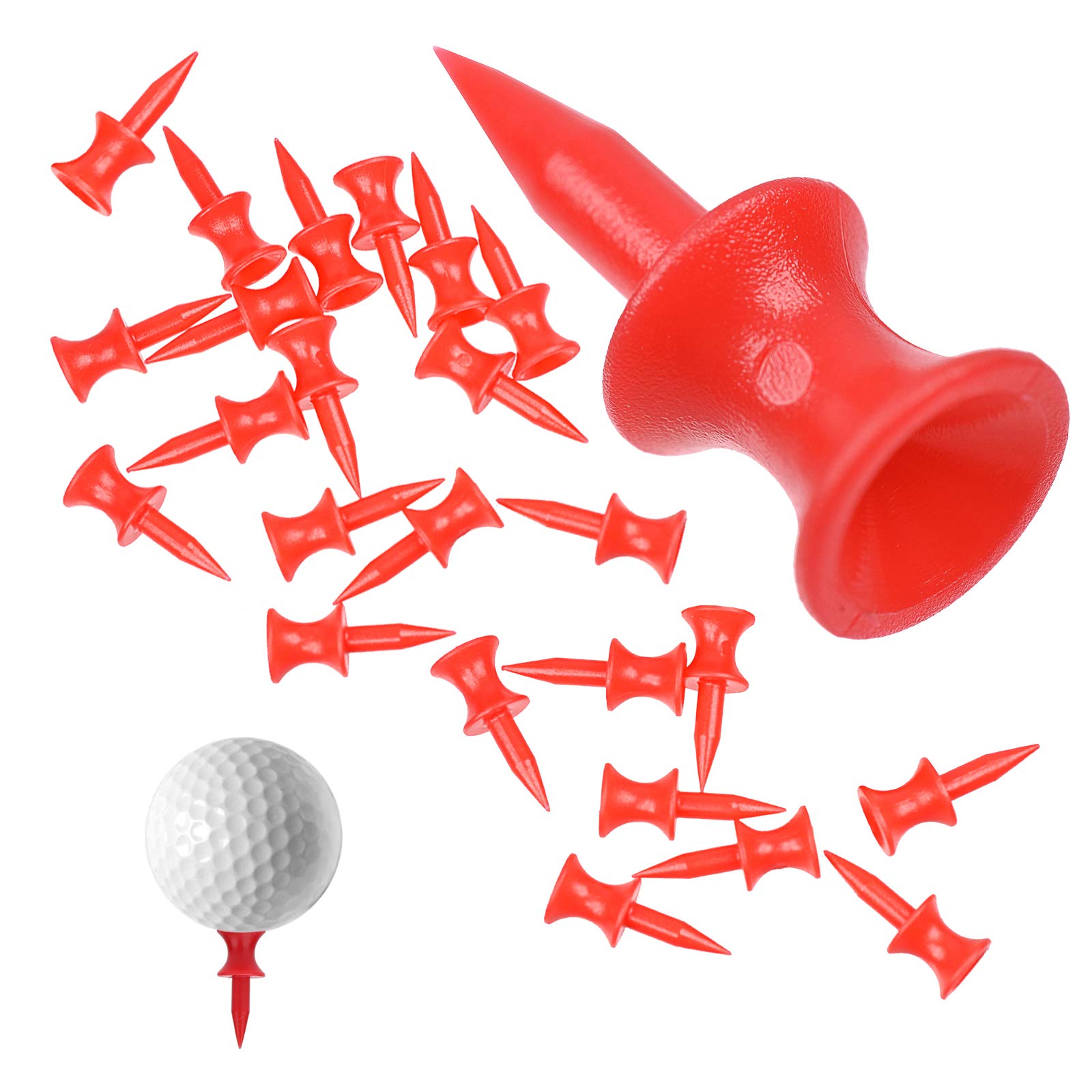 Golf Tees in Red 31mm One Size Golfing Tees Plastic Castle Unbreakable Golf Step Down Plastic Castle Tees Golf Tee Small Graduated Tees Golf for Professional Golf On Course Accessories 100 pieces