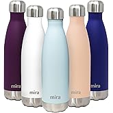 MIRA 17 oz Insulated Water Bottle - Stainless Steel Cola Shape Thermo - Double Wall Hot & Cold Flask (24Hr Cold/12Hr Hot) - Pearl Blue