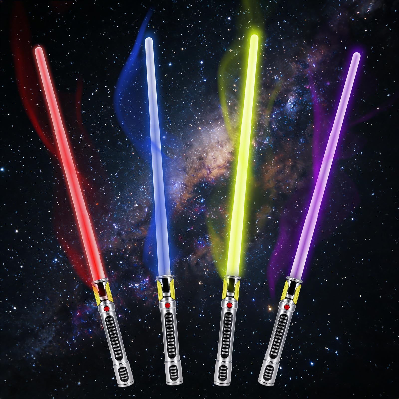 KEGOZ 4 Pack 7 Color Retractable Light Saber, Lightsaber Star Wars, Light Sabers Teenagers Gift Dress Up Parties, Birthday Present (4PCS) — image 1