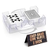 Card Holders for Playing Cards, 2 Deck Rotating Playing Card Holder Tray | Swivel Draw and Discard Tray, 2 Standard Decks, Cards Not Included, for Canasta, Rummy, Uno and Poker